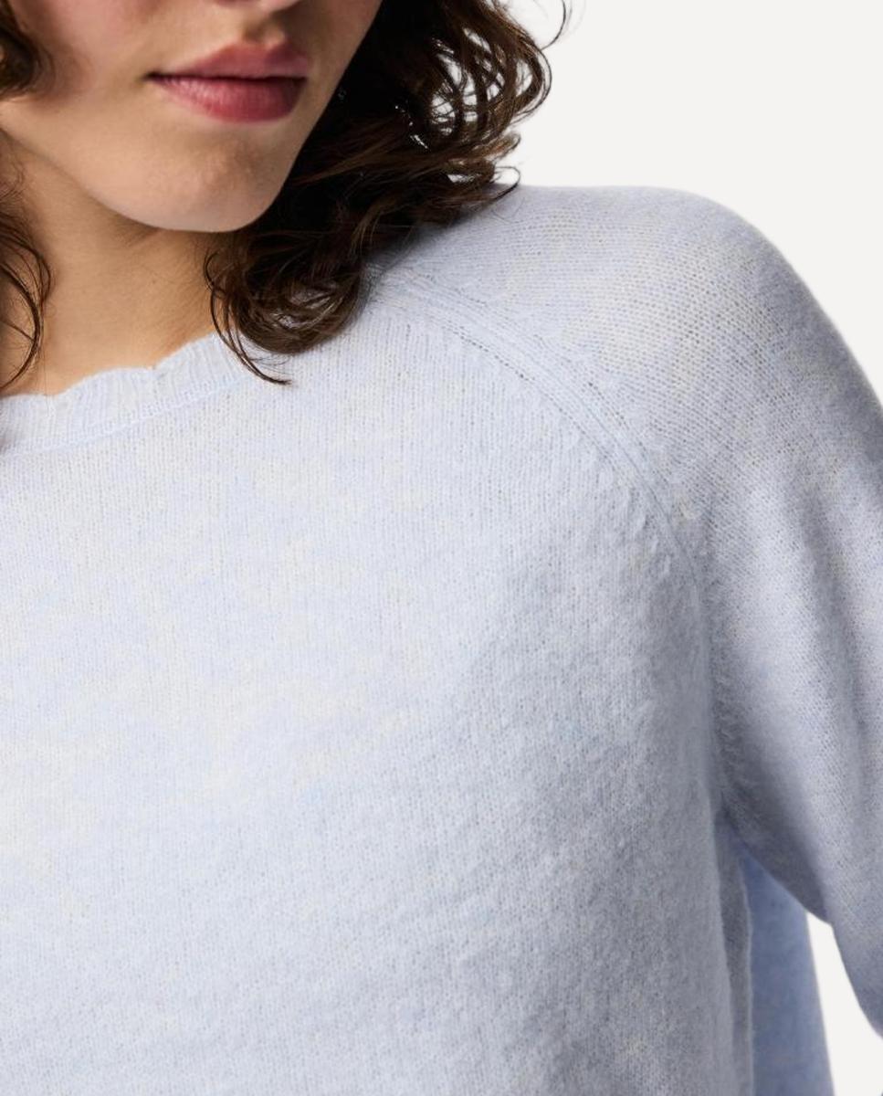 Camisola de Malha com Decote Redondo Azul-claro-3