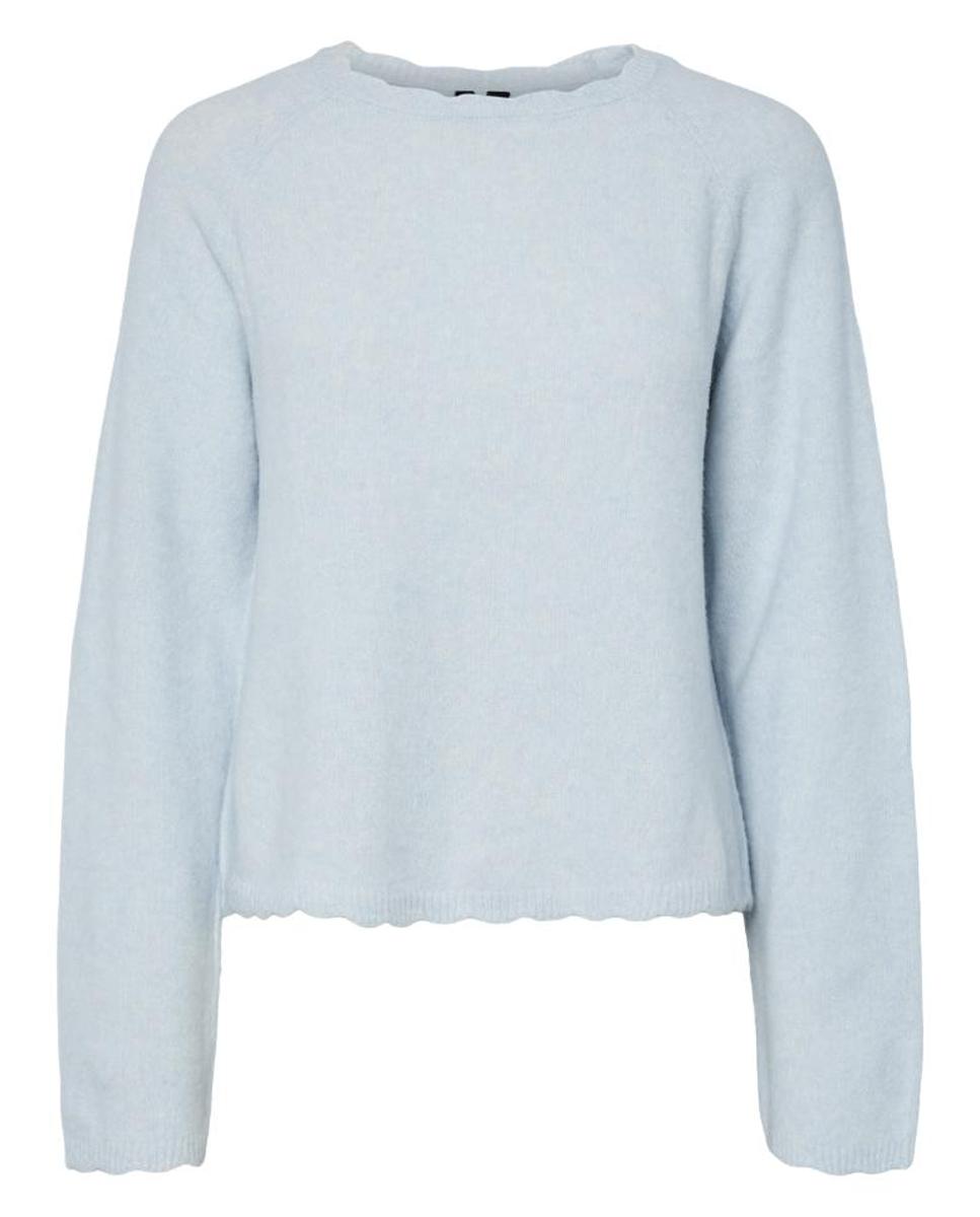 Camisola de Malha com Decote Redondo Azul-claro-5