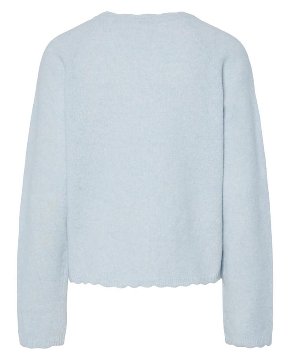Camisola de Malha com Decote Redondo Azul-claro-6