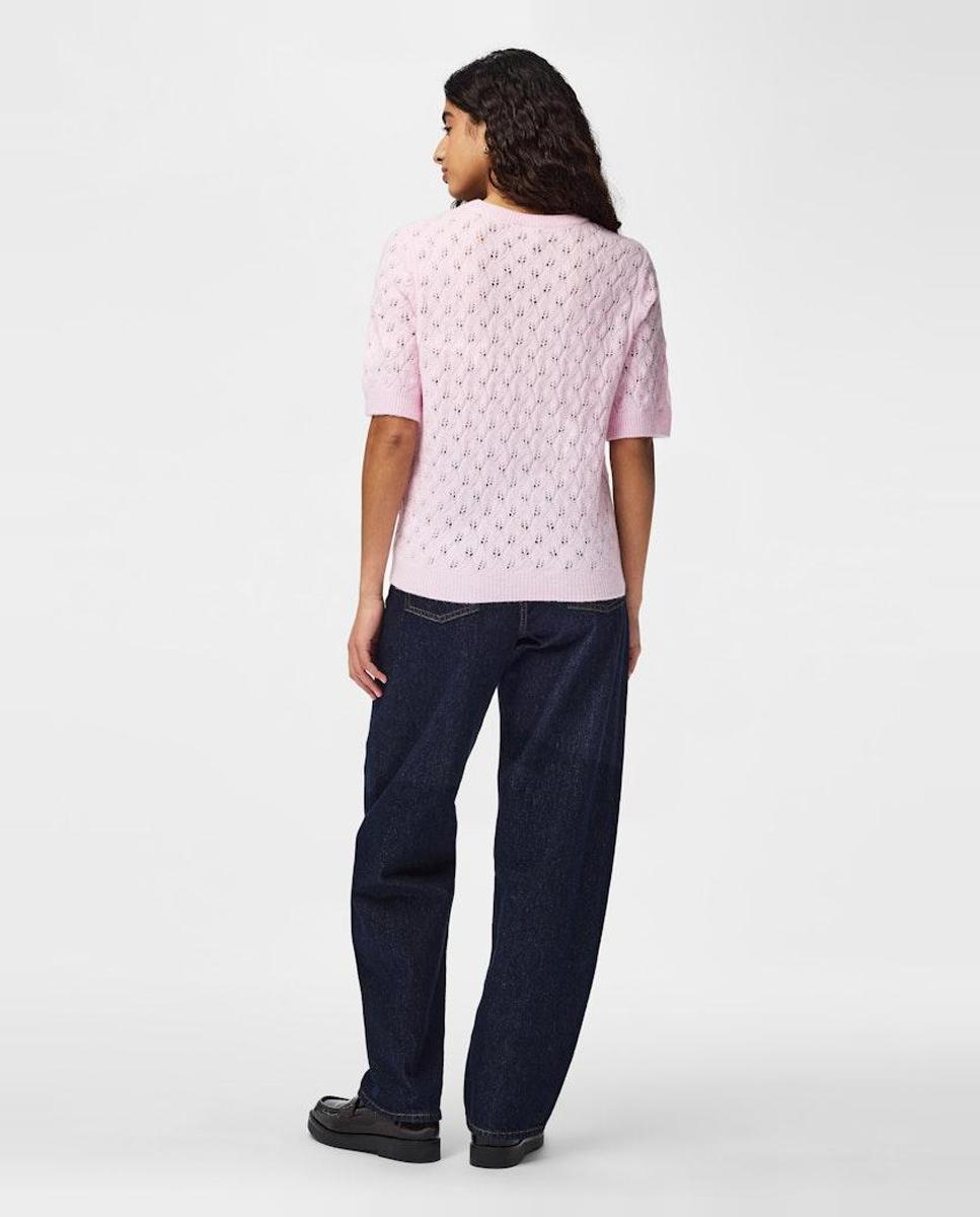 Camisola de Malha com Manga Curta Rosa-claro-2