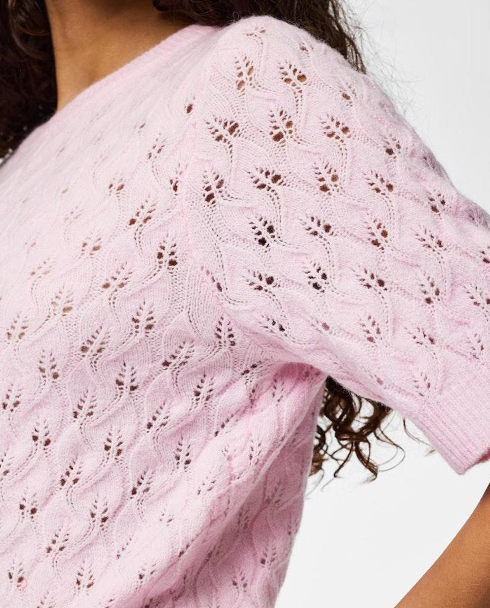 Camisola de Malha com Manga Curta Rosa-claro-3