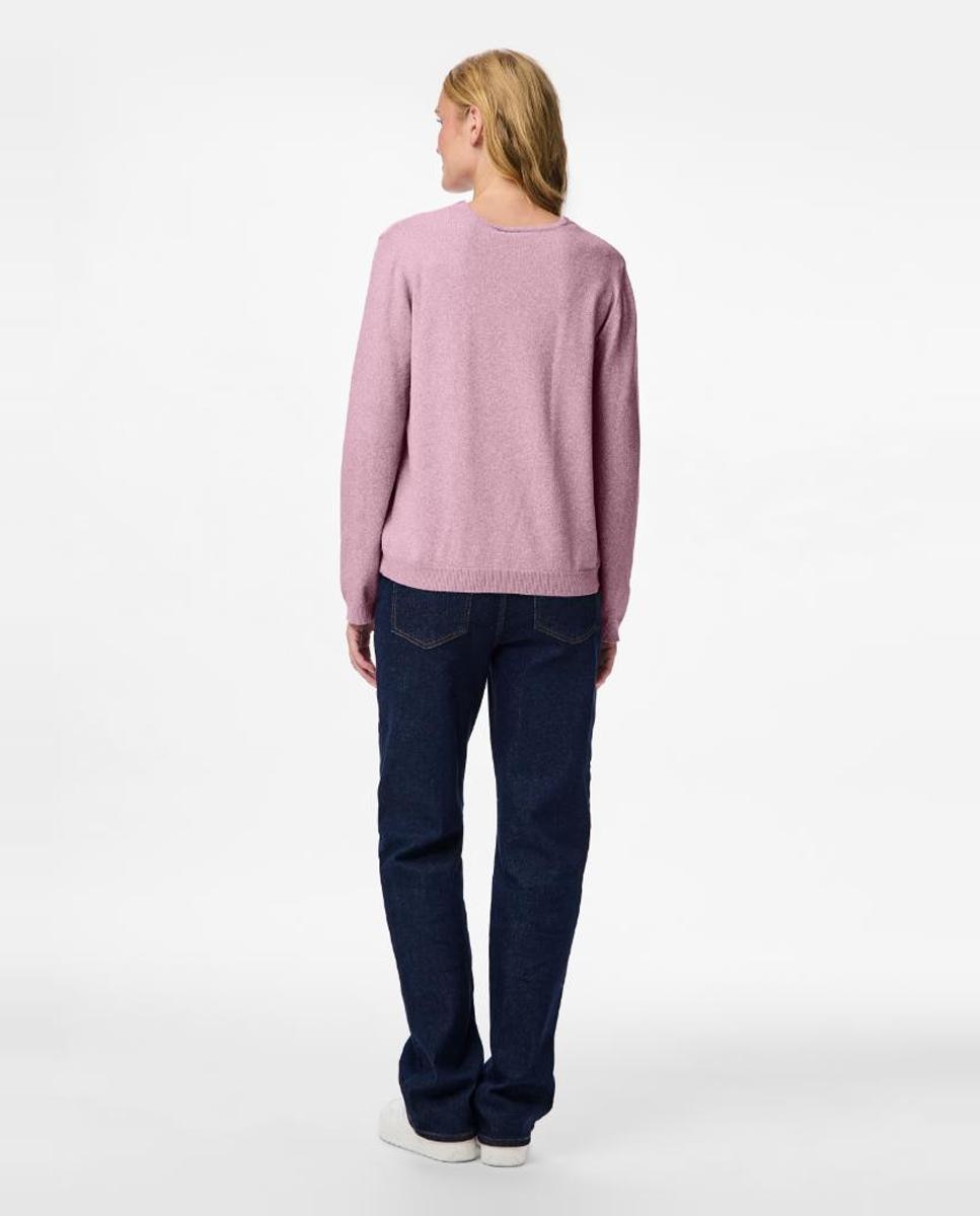 Camisola de Malha com Decote em Bico Rosa-2