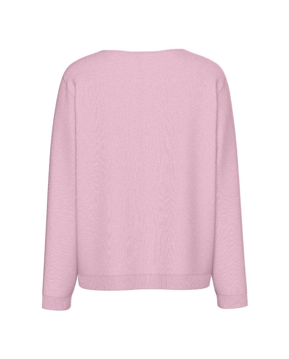 Camisola de Malha com Decote em Bico Rosa-4