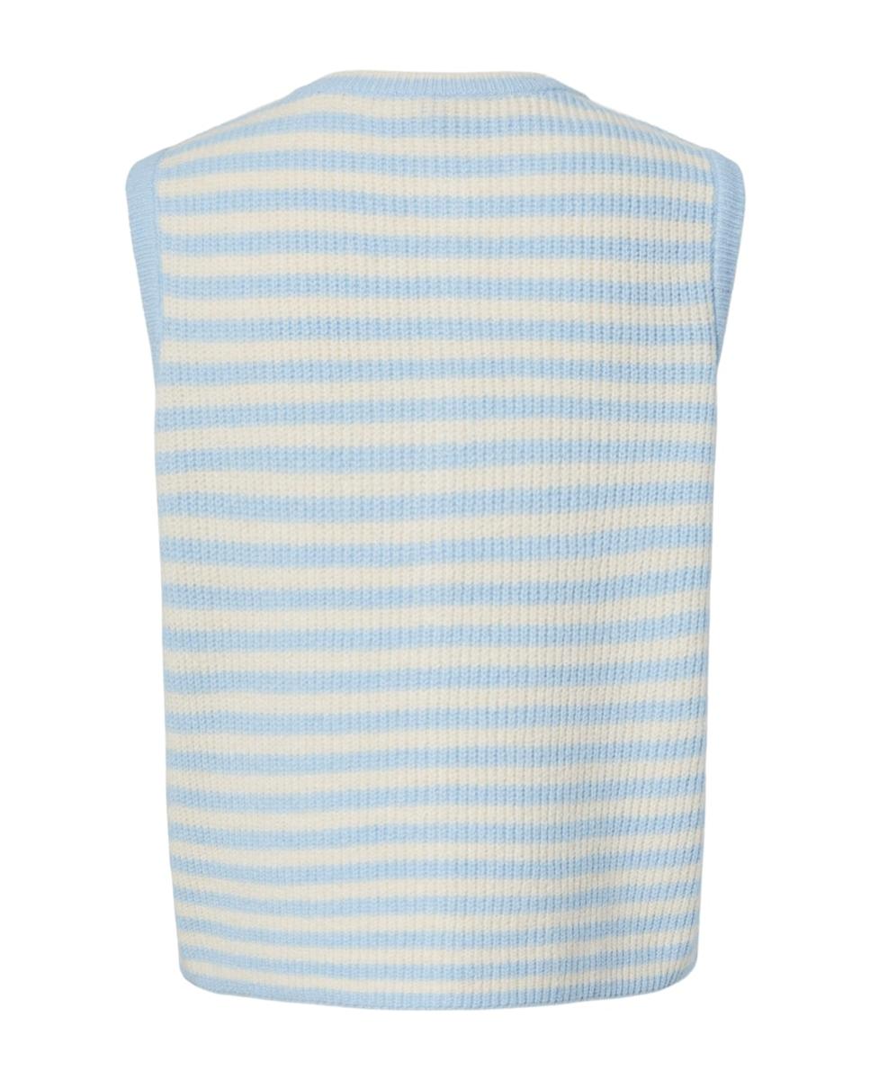 Colete de Malha às Riscas Azul-claro-6