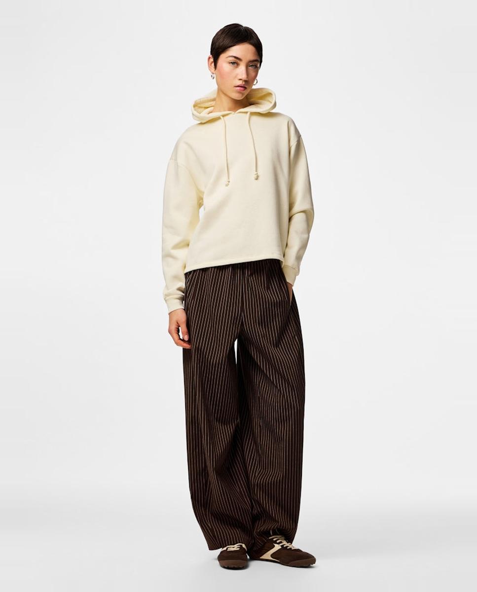 Sudadera de chándal de manga larga de mujer - Pieces - Rojo Granate Beige-8