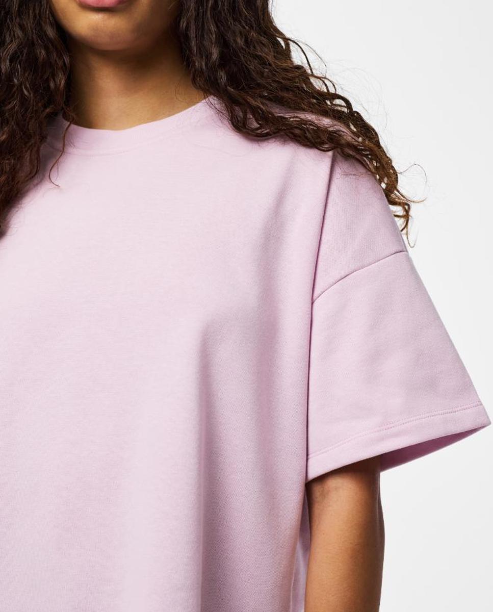 T-shirt de Manga Curta em Tecido Tipo Sweatshirt Lilás-3
