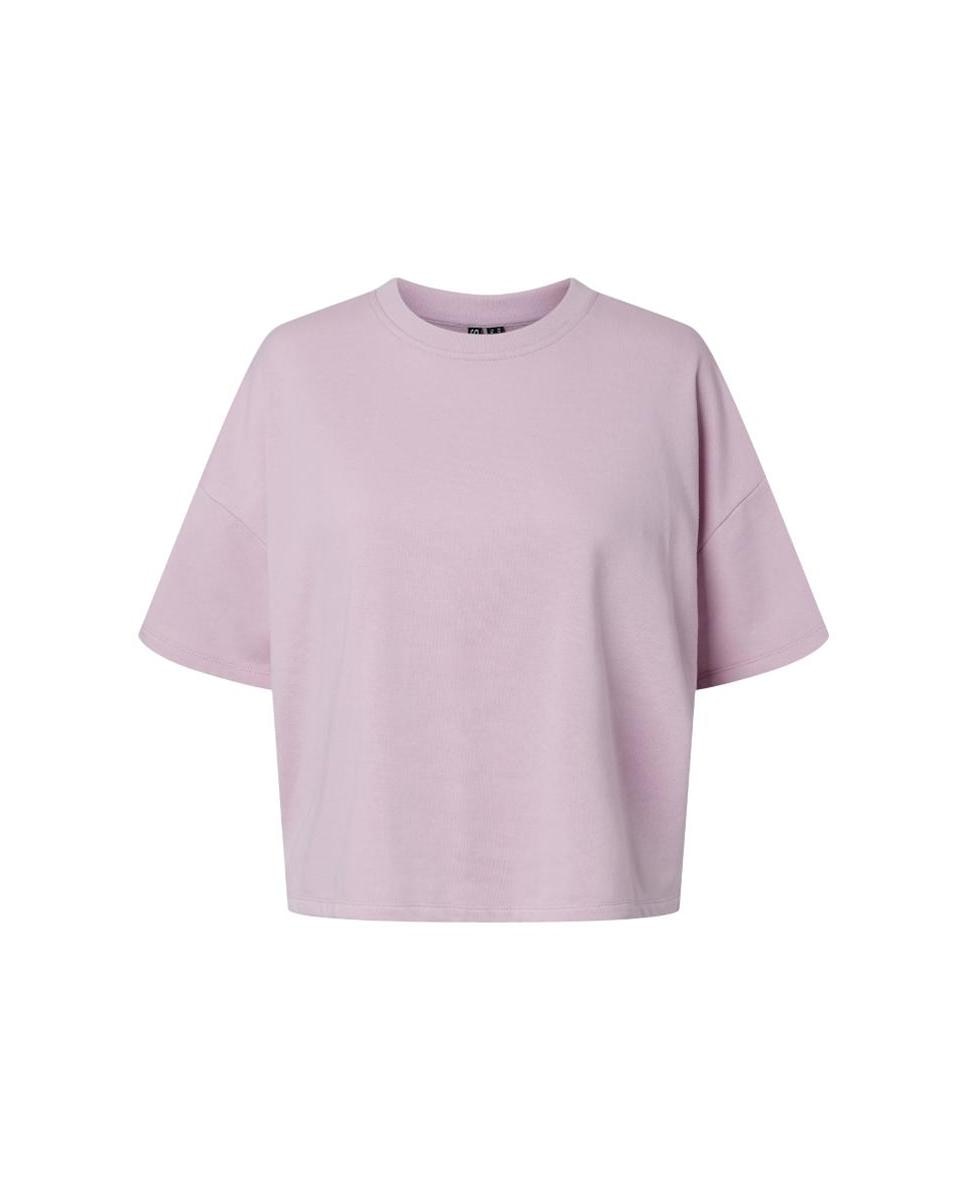 T-shirt de Manga Curta em Tecido Tipo Sweatshirt Lilás-5