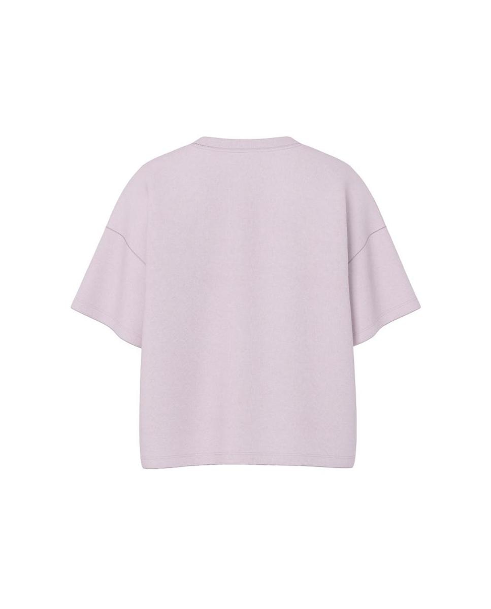 T-shirt de Manga Curta em Tecido Tipo Sweatshirt Lilás-6