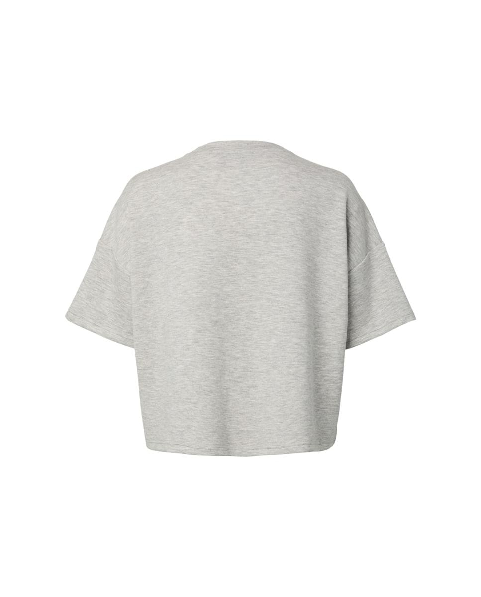 Sweatshirt com Decote Redondo e Manga Curta Cinzento-claro-5