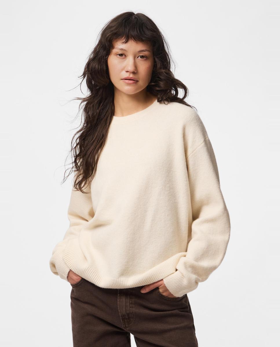 Imagen 0 de Jersey de mujer con cuello redondo y manga larga Crudo