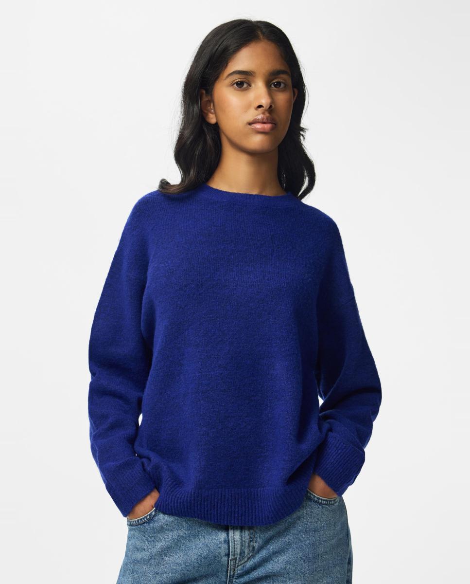 Imagen 0 de Jersey de mujer con cuello redondo y manga larga Azul índigo