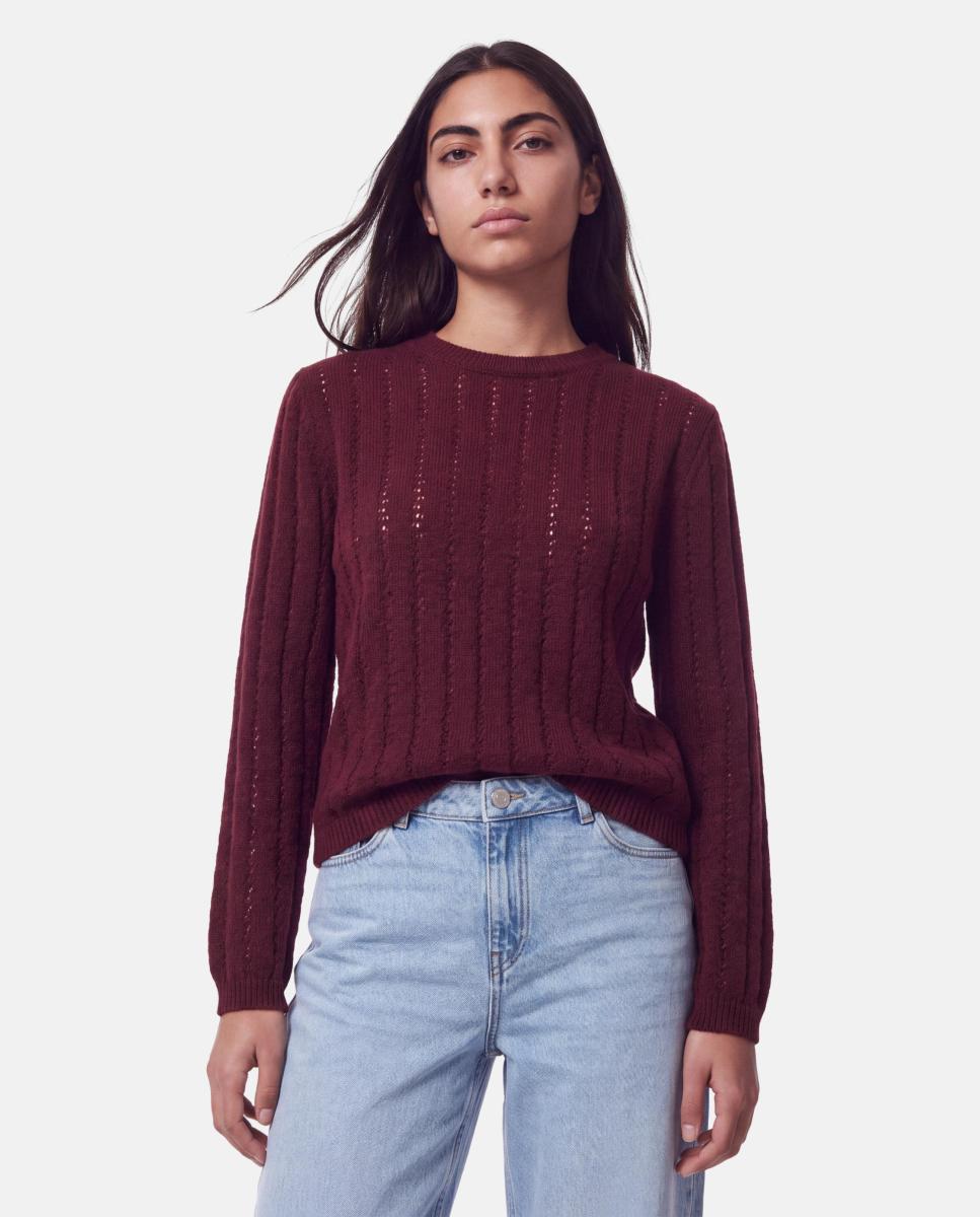 Imagem 0 de Camisola de malha de mulher com decote redondo e manga comprida