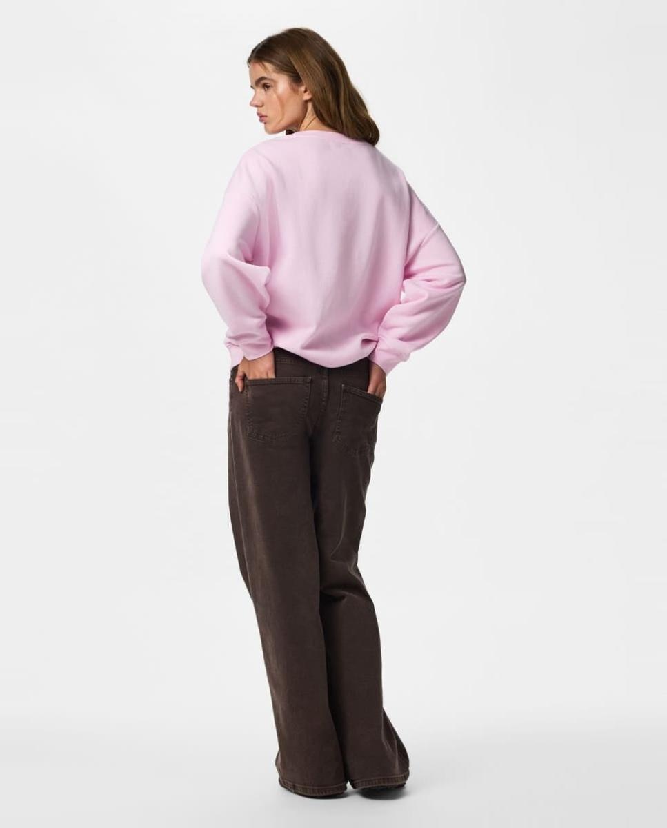 Sweatshirt Oversize com Decote Redondo Rosa-claro-2