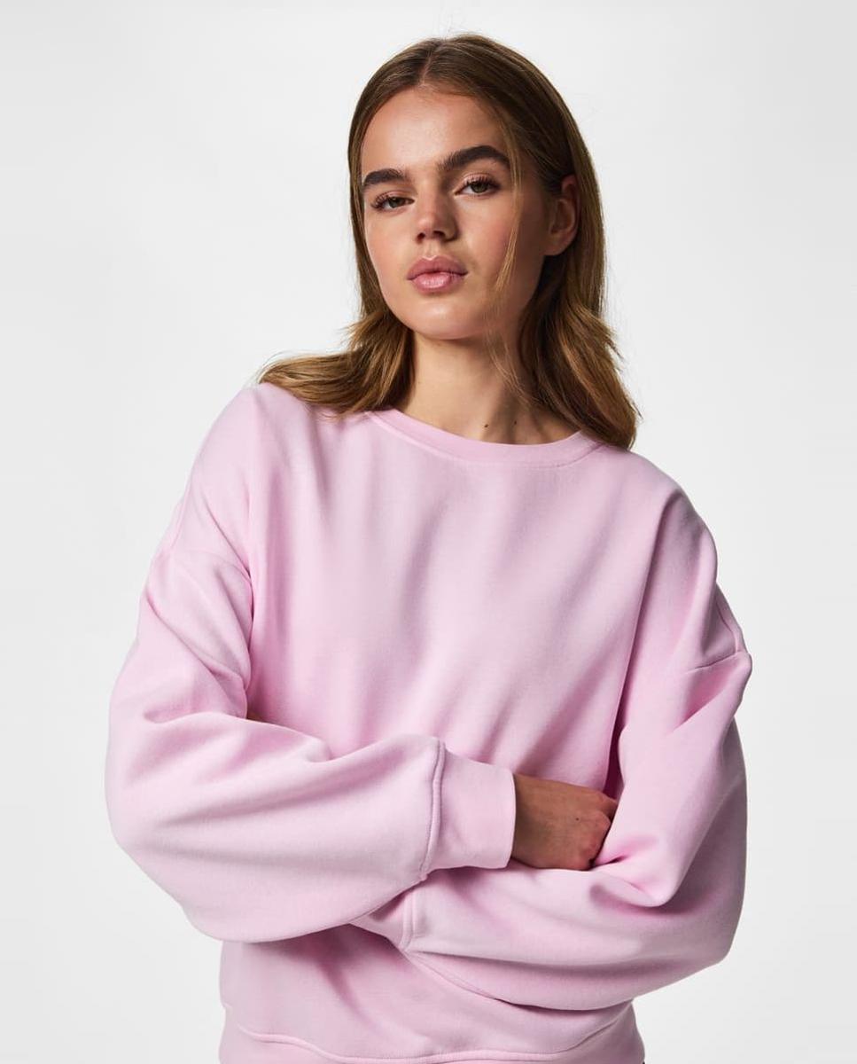 Sweatshirt Oversize com Decote Redondo Rosa-claro-3