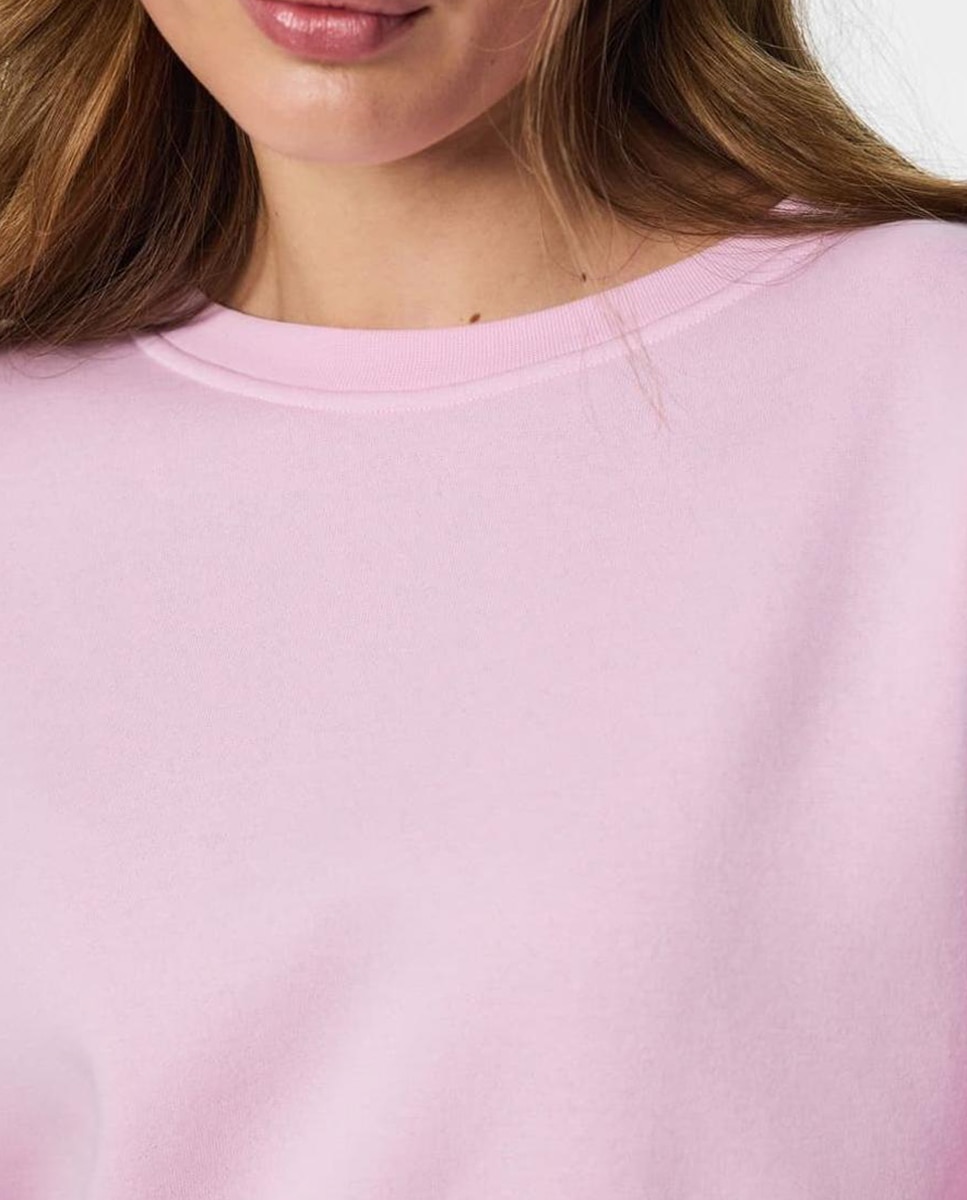 Sweatshirt Oversize com Decote Redondo Rosa-claro-4
