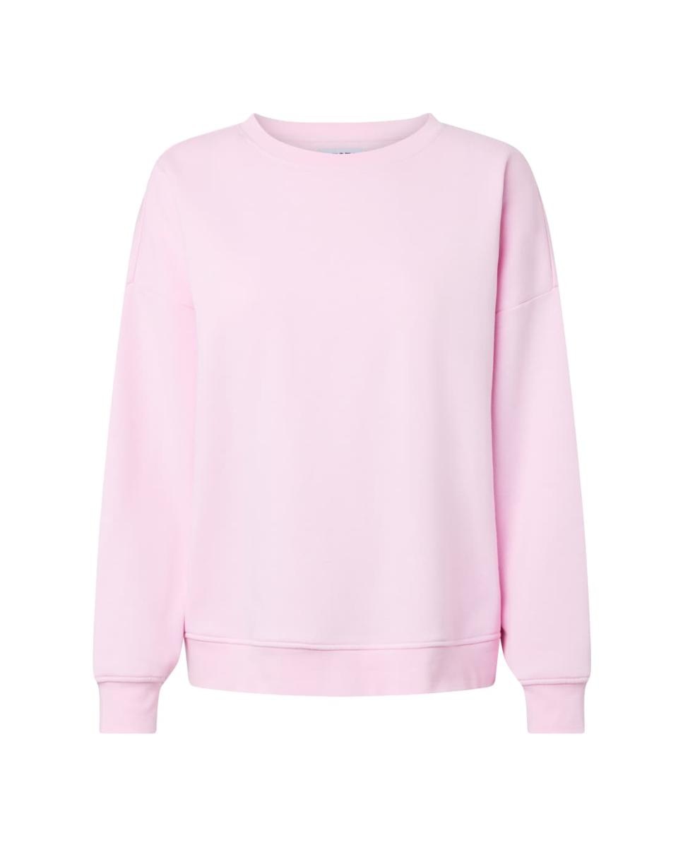 Sweatshirt Oversize com Decote Redondo Rosa-claro-5