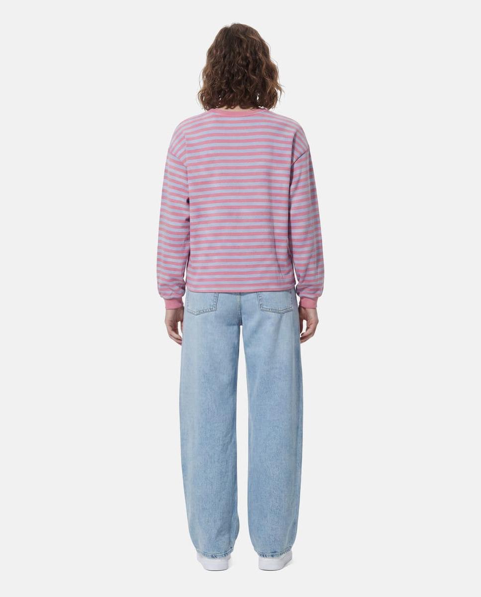 Sweatshirt com Bordado e Decote Redondo Rosa-3