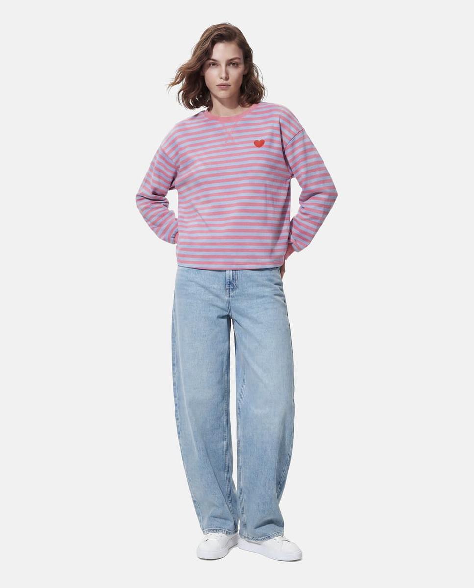 Sweatshirt com Bordado e Decote Redondo Rosa-6