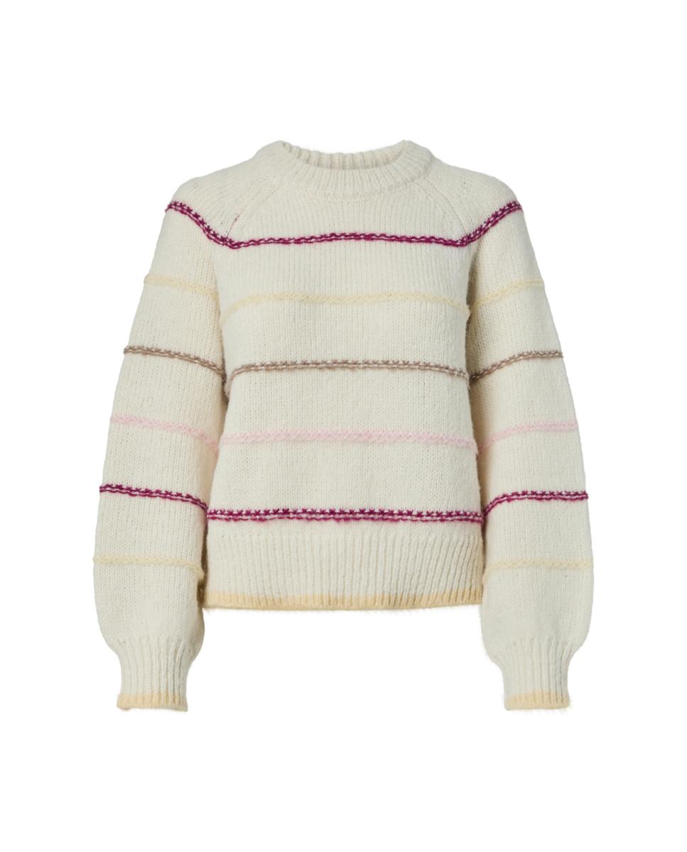Jersey de mujer a rayas - Pieces - Blanco Blanco-5