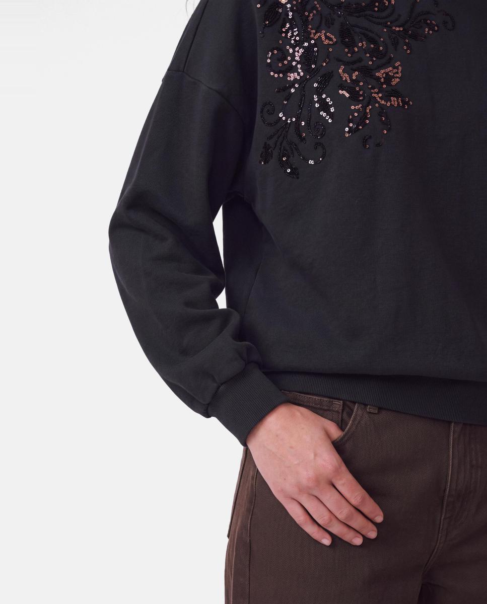 Imagen 4 de Sudadera de cuello redondo con lentejuelas de mujer. - Pieces - Negro Negro