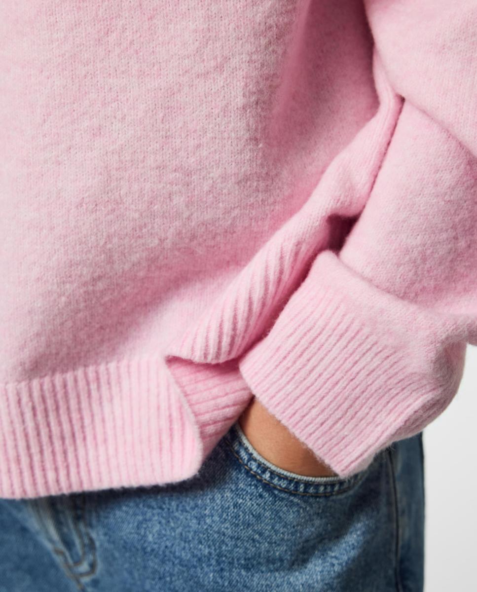 Jersey de mujer con cuello redondo y manga larga - Pieces - Rosa claro Rosa claro-5