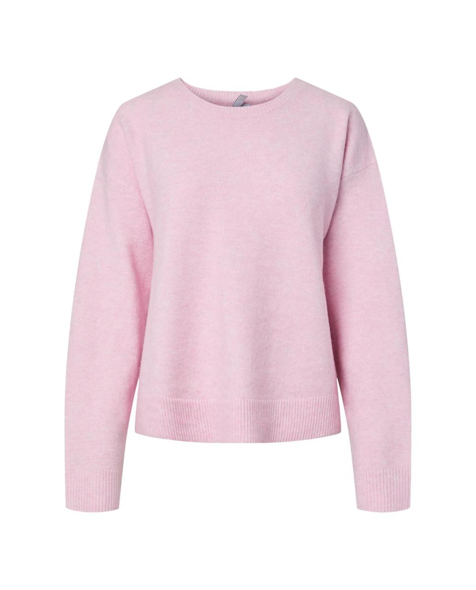 Jersey de mujer con cuello redondo y manga larga - Pieces - Rosa claro Rosa claro-7