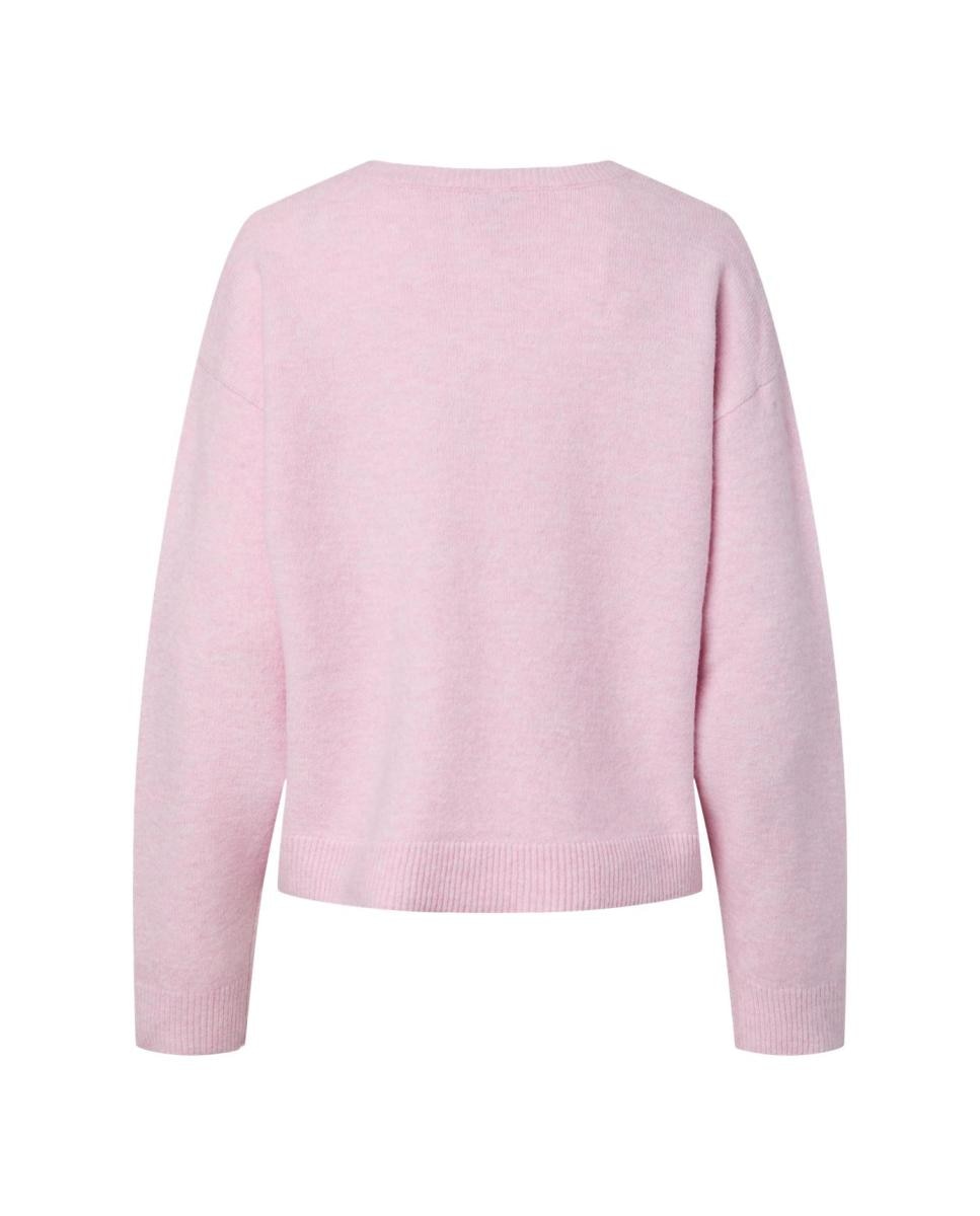 Jersey de mujer con cuello redondo y manga larga - Pieces - Rosa claro Rosa claro-8