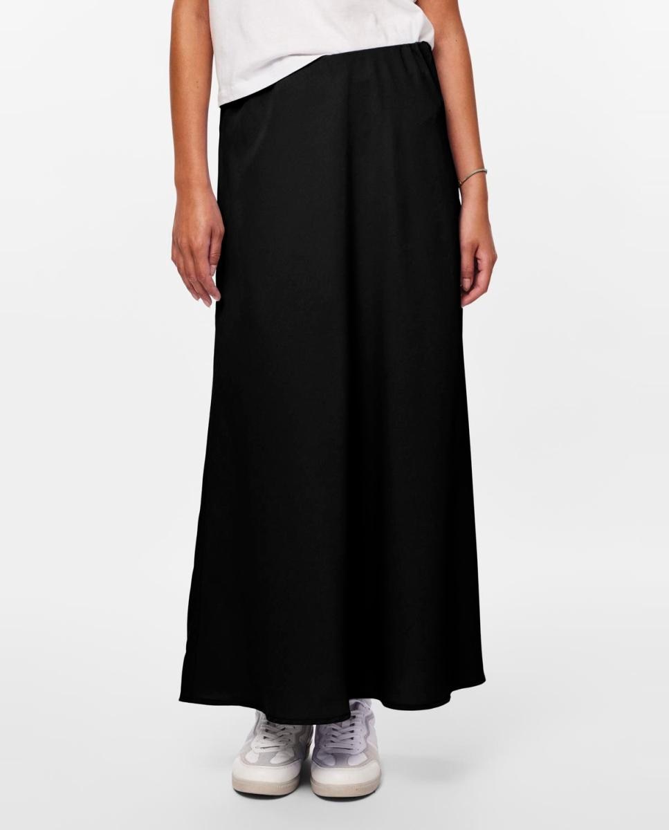 Pieces - Falda midi de cintura alta de mujer..