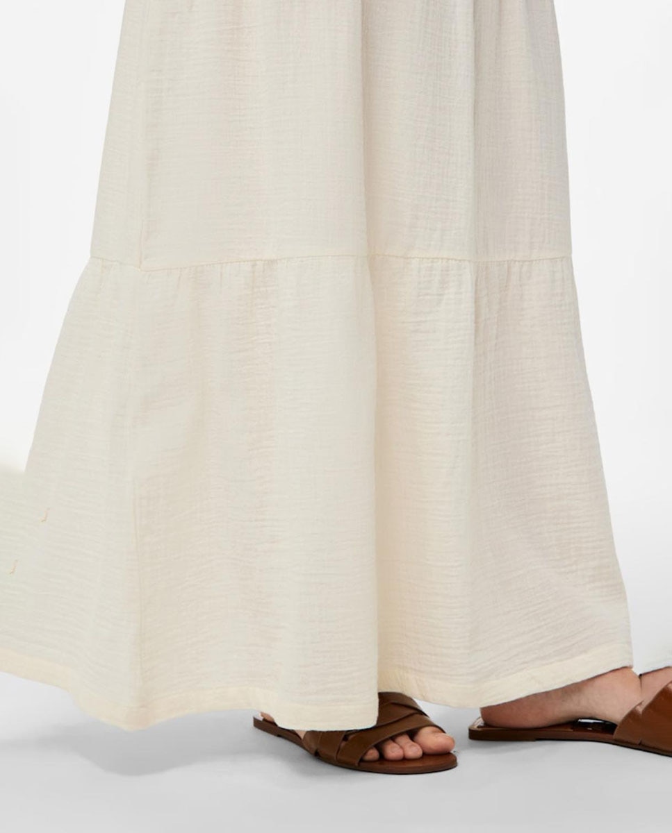 Falda larga de algodón de mujer. - Pieces - Blanco Blanco-3