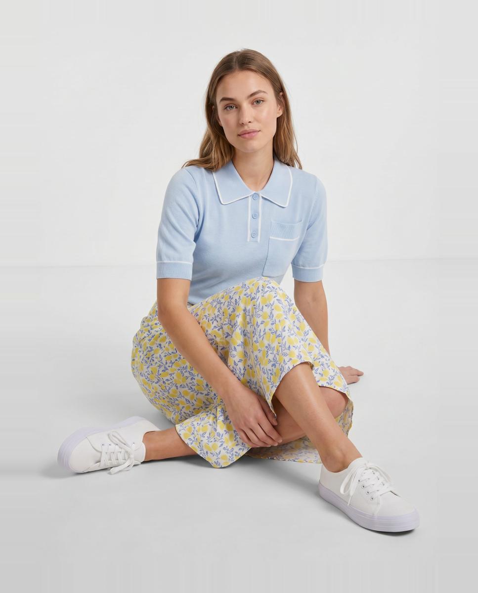 Falda mini de estampado de limones de mujer Pieces - Amarillo Amarillo-4