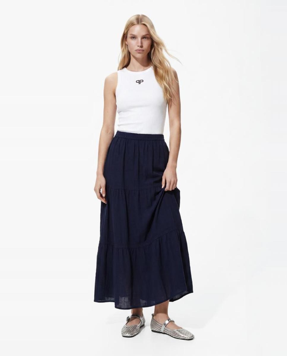 Pieces - Falda de mujer tobillera y con volantes..