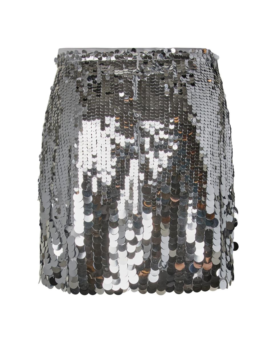 Imagen 6 de Falda mini de lentejuelas de mujer - Pieces - Plata Plata
