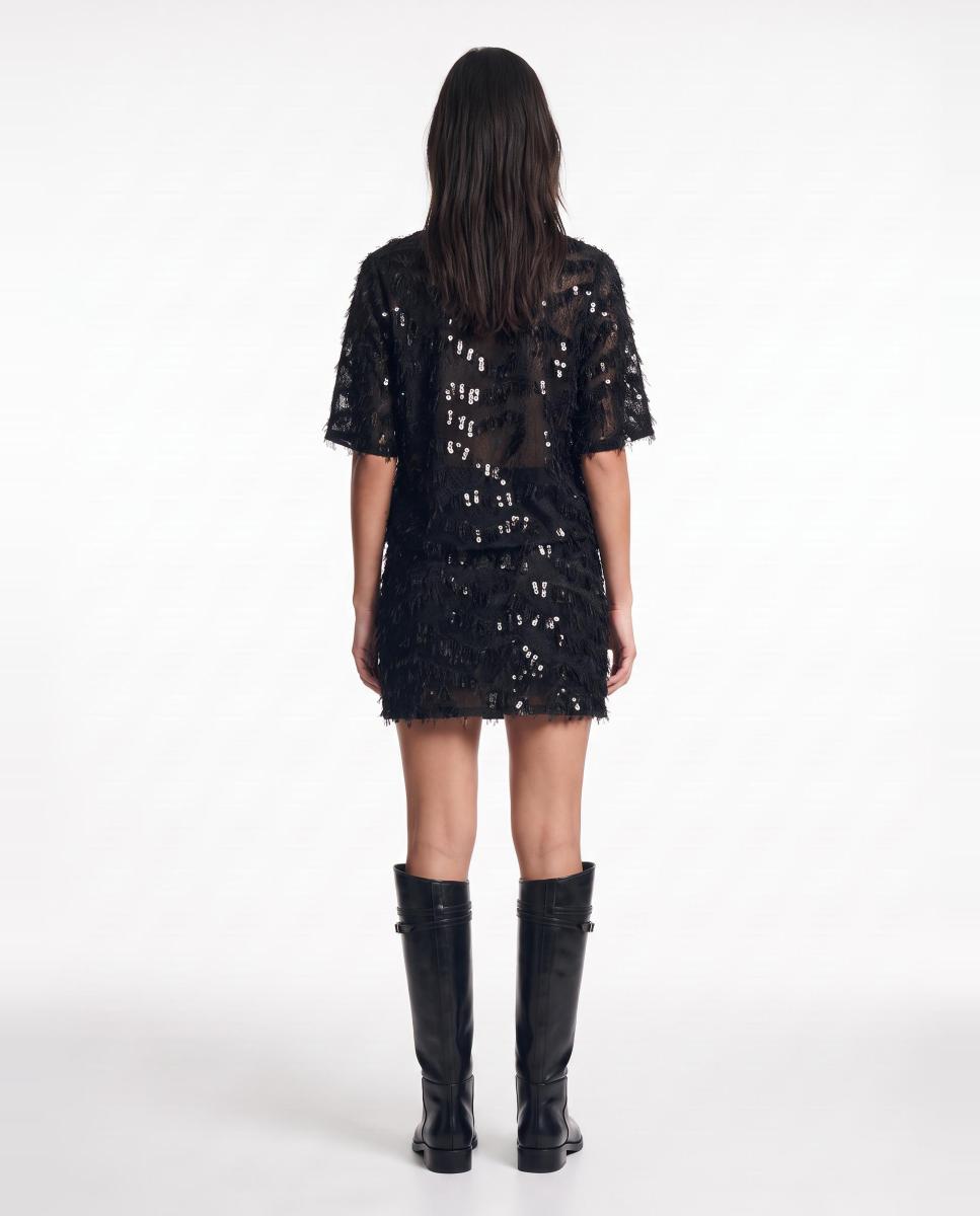 Imagen 2 de Falda mini de lentejuelas de mujer - Pieces - Negro Negro
