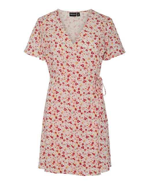 Imagen 0 de Vestido corto estampado de flores y manga corta de mujer