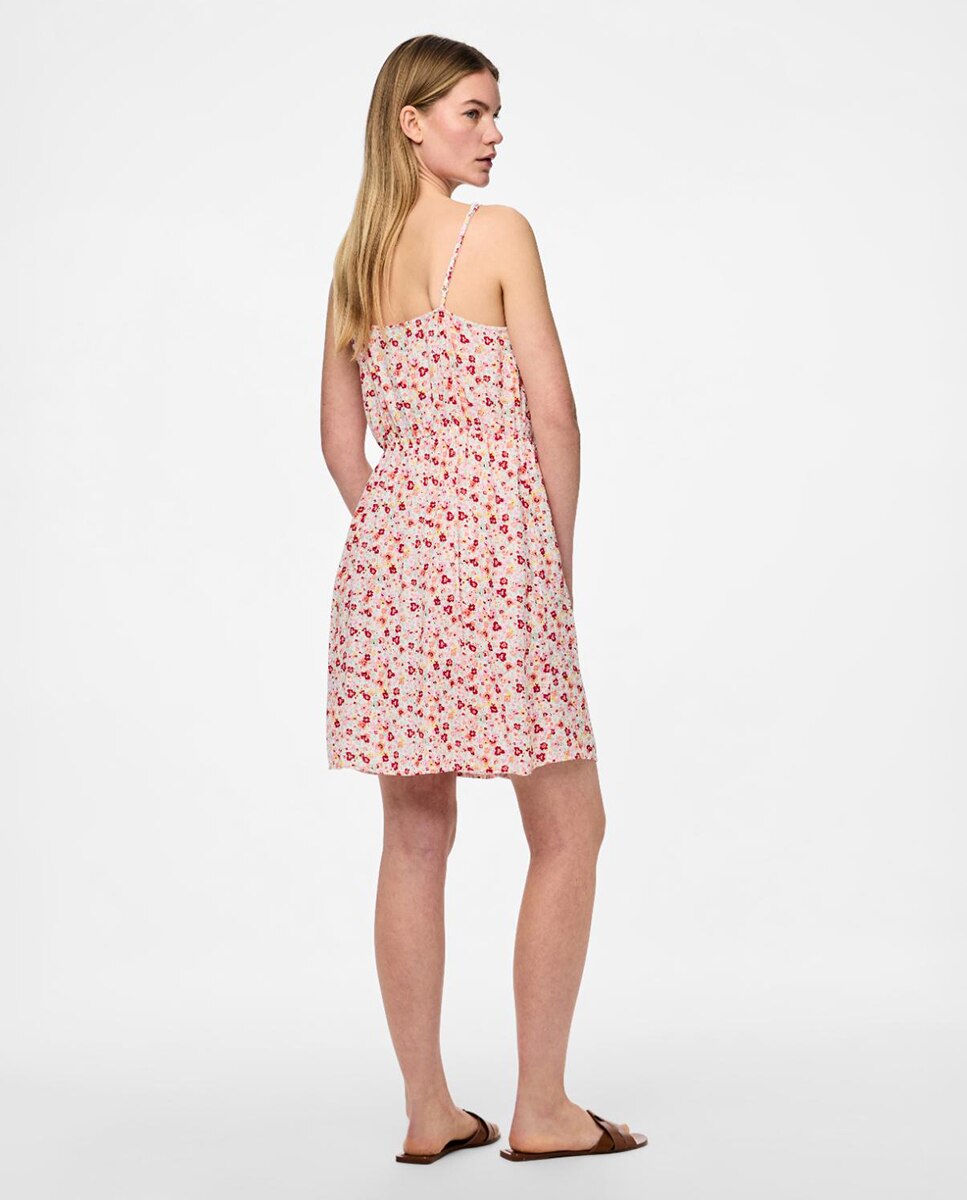 Vestido de Alças Midi com Botões e em Material Sustentável Rosa-claro-3