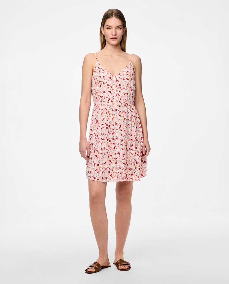 Vestido de Alças Midi com Botões e em Material Sustentável Rosa-claro-4