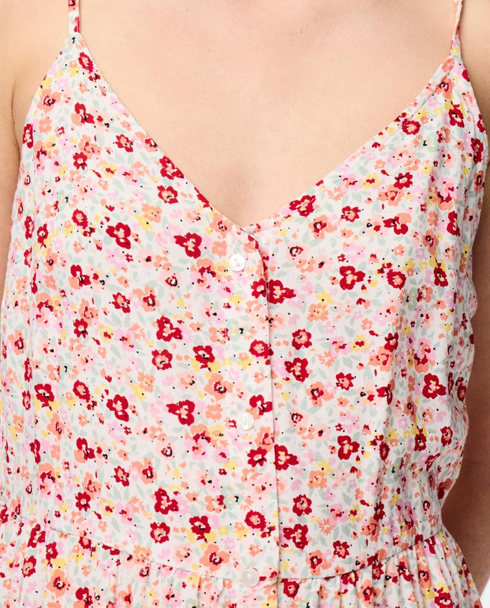 Vestido de Alças Midi com Botões e em Material Sustentável Rosa-claro-5
