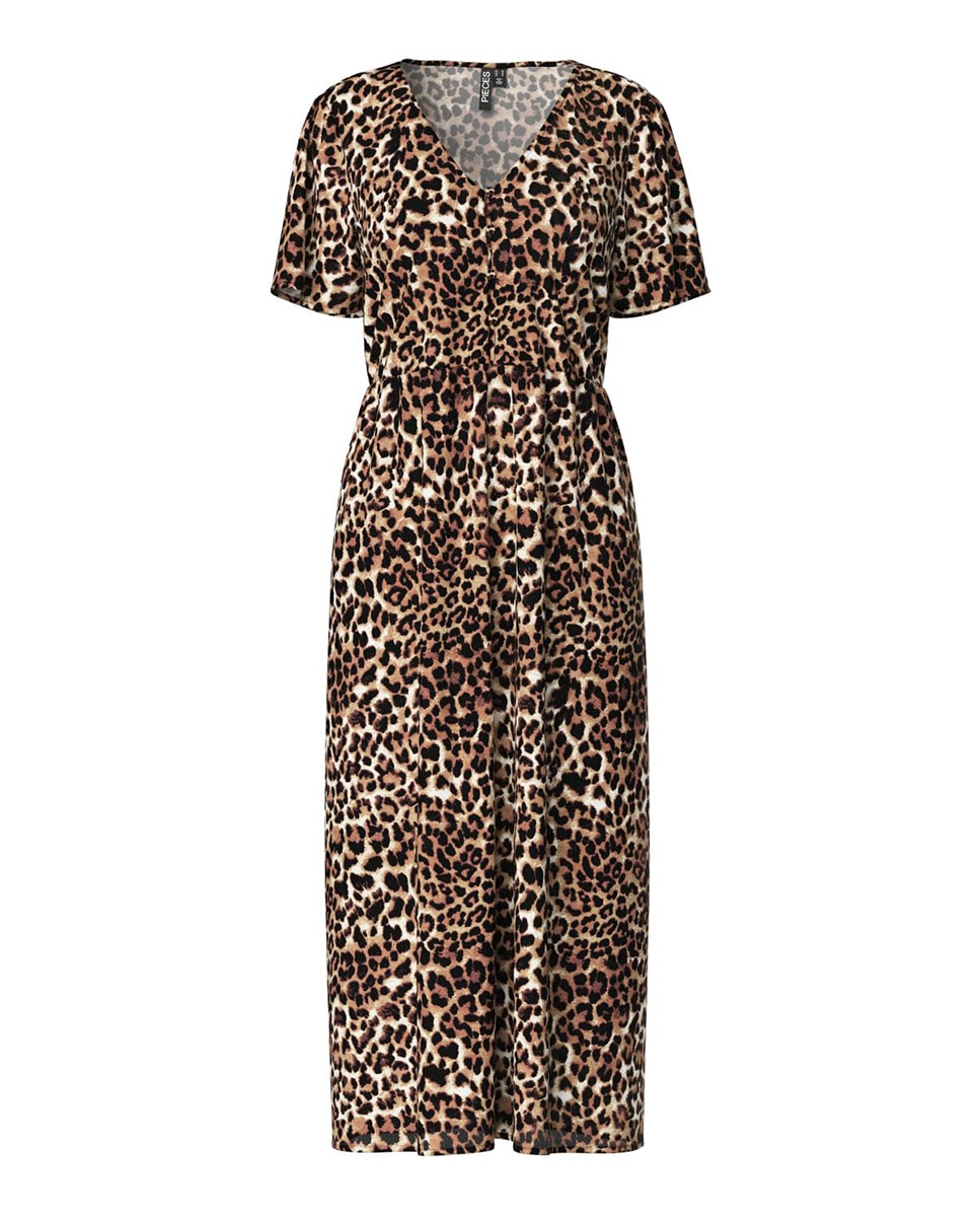 Vestido Midi Estampado com Manga 2/4 Castanho-escuro-5