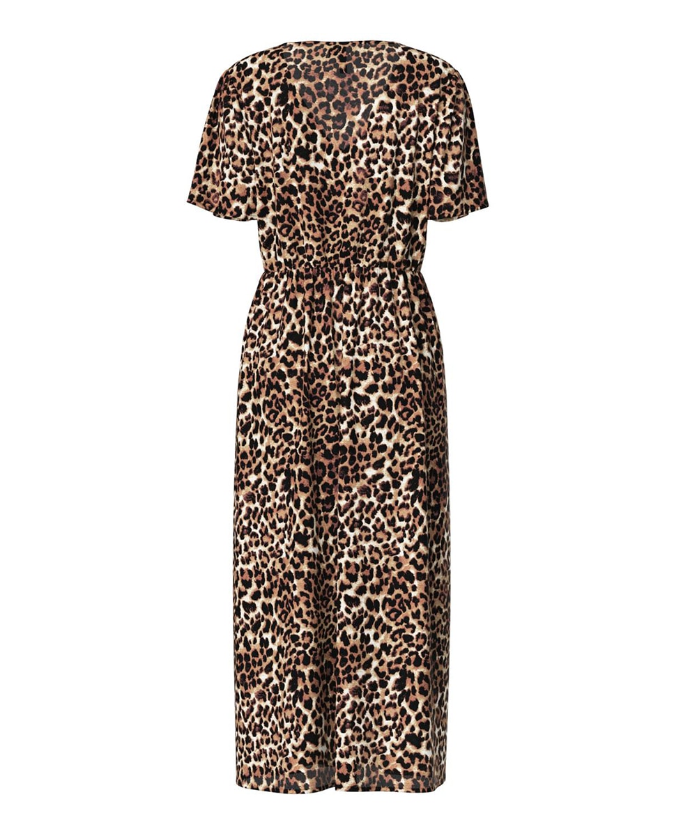Vestido Midi Estampado com Manga 2/4 Castanho-escuro-6