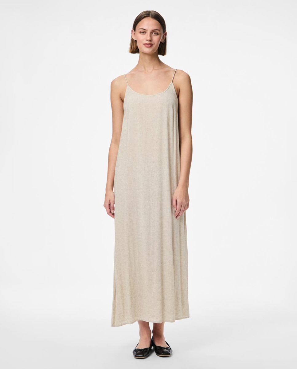 Imagem 0 de Vestido Comprido de Linho com Alças