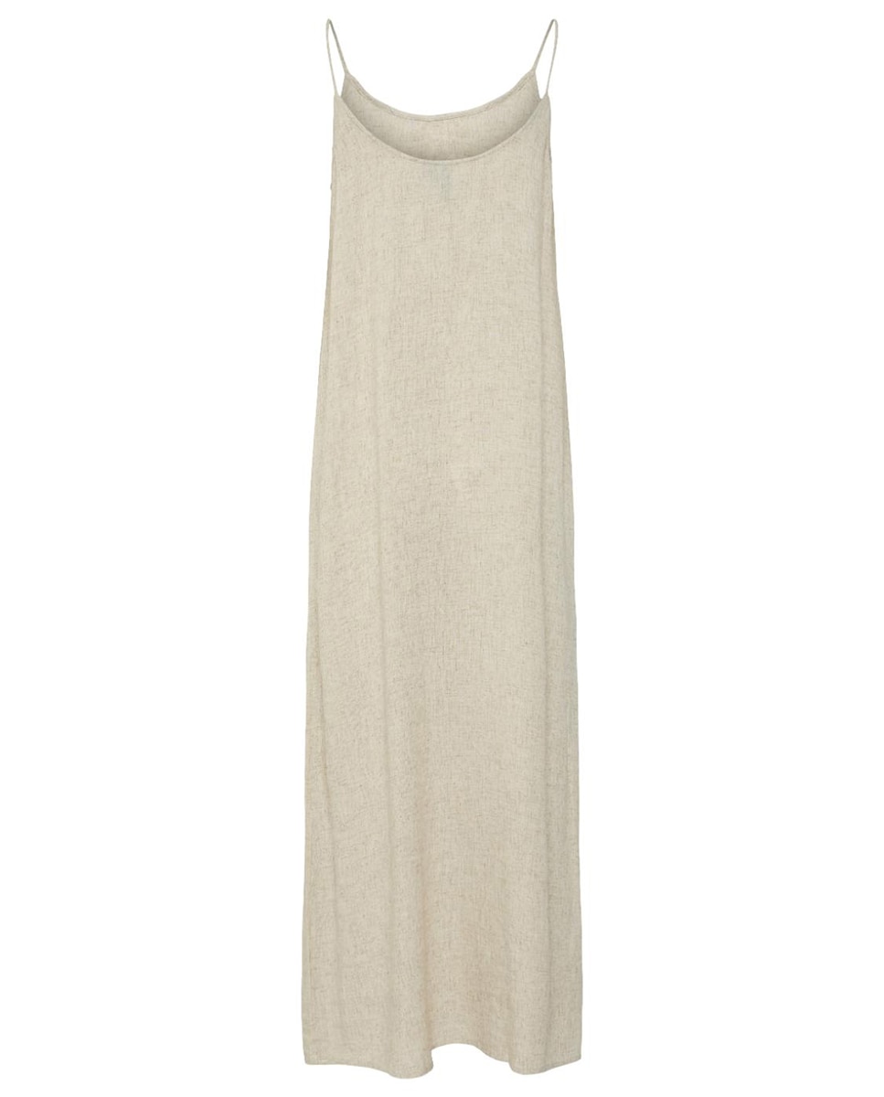 Vestido Comprido de Linho com Alças Natural-6