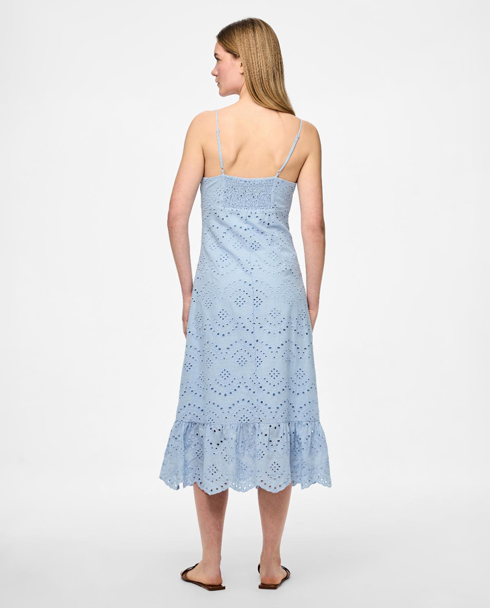 Vestido de tirantes de algodón de mujer - Pieces - Azul claro Azul claro-2