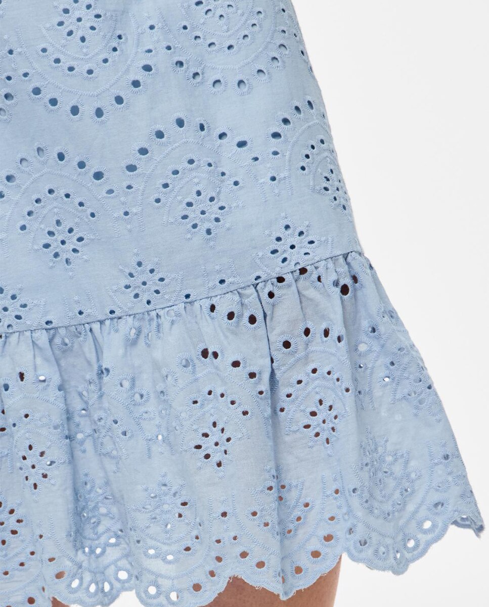 Vestido de tirantes de algodón de mujer - Pieces - Azul claro Azul claro-4