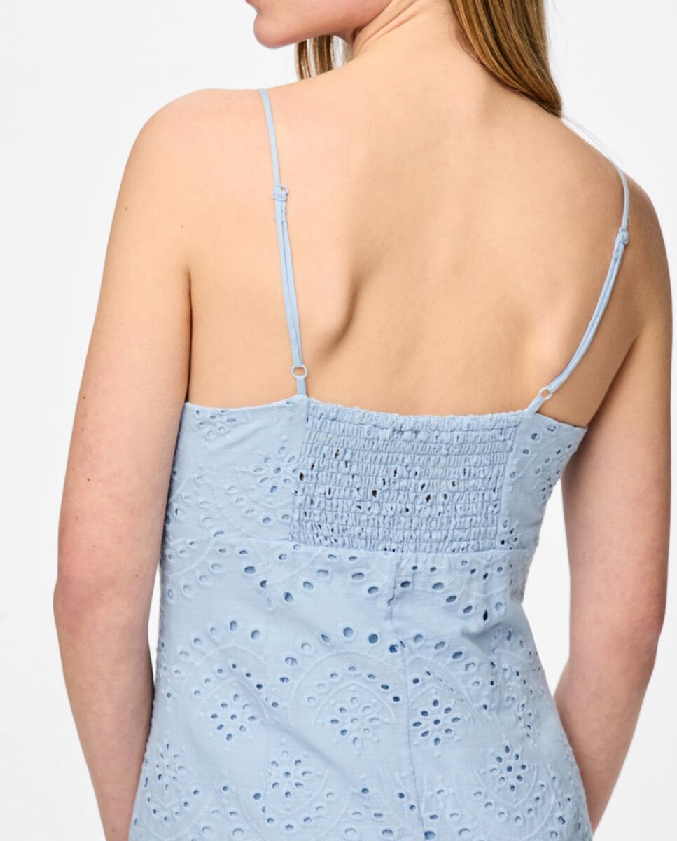 Vestido de tirantes de algodón de mujer - Pieces - Azul claro Azul claro-5