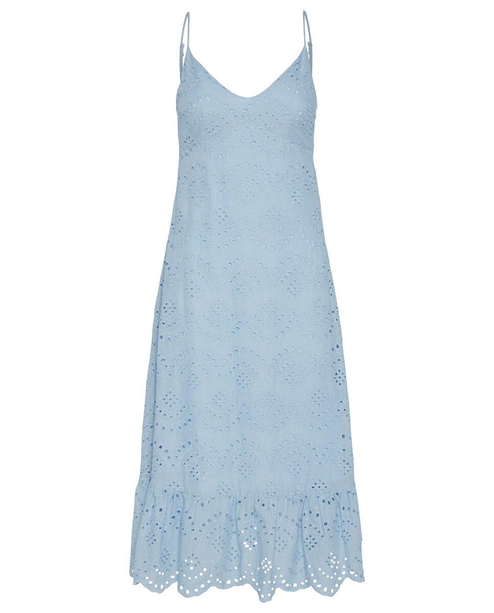 Vestido de tirantes de algodón de mujer - Pieces - Azul claro Azul claro-6