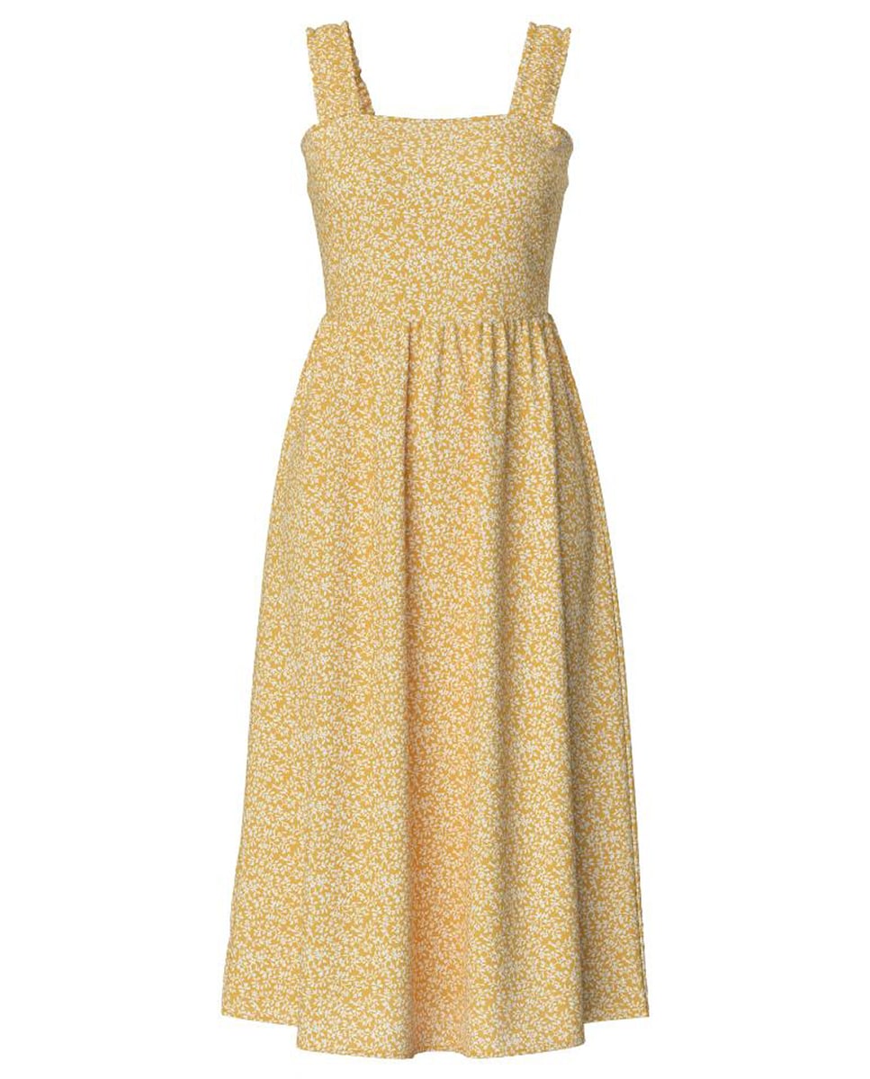 Vestido Midi de Alças Largas com Estampado Floral Amarelo-5