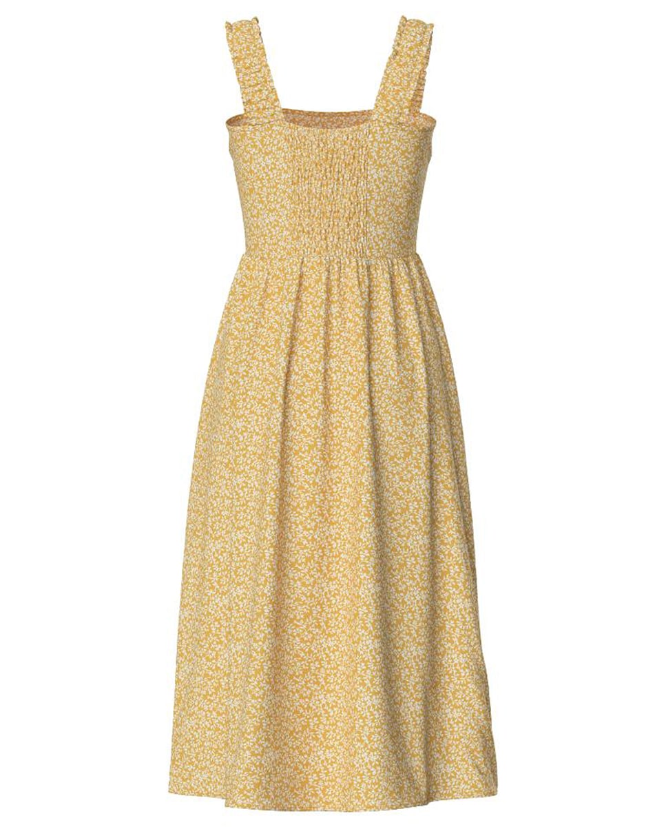 Vestido Midi de Alças Largas com Estampado Floral Amarelo-6