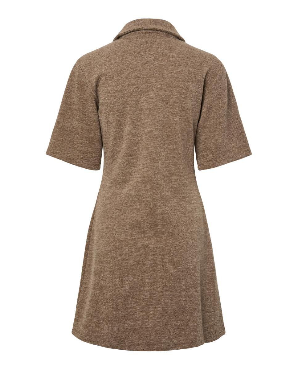 Vestido Camiseiro com Manga Curta Castanho-claro-6