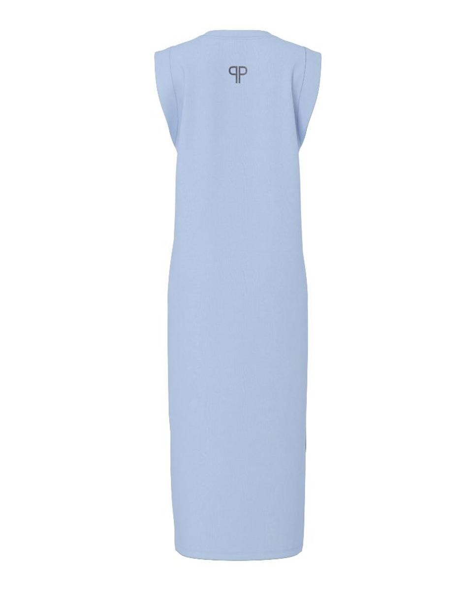 Vestido Comprido sem Mangas e em Tecido Tipo Sweatshirt Azul-claro-6