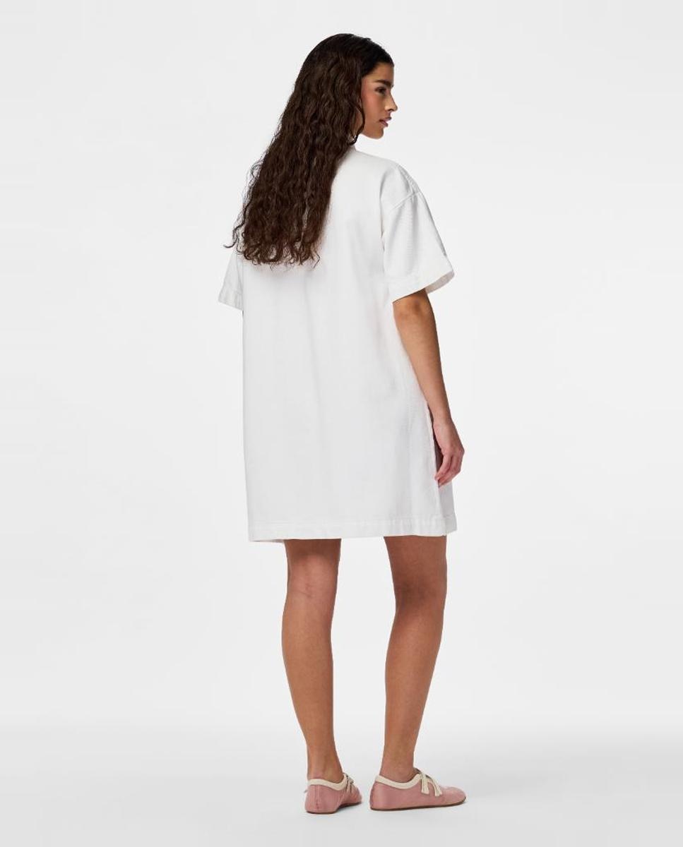 Vestido Camiseiro de Ganga Branco-2